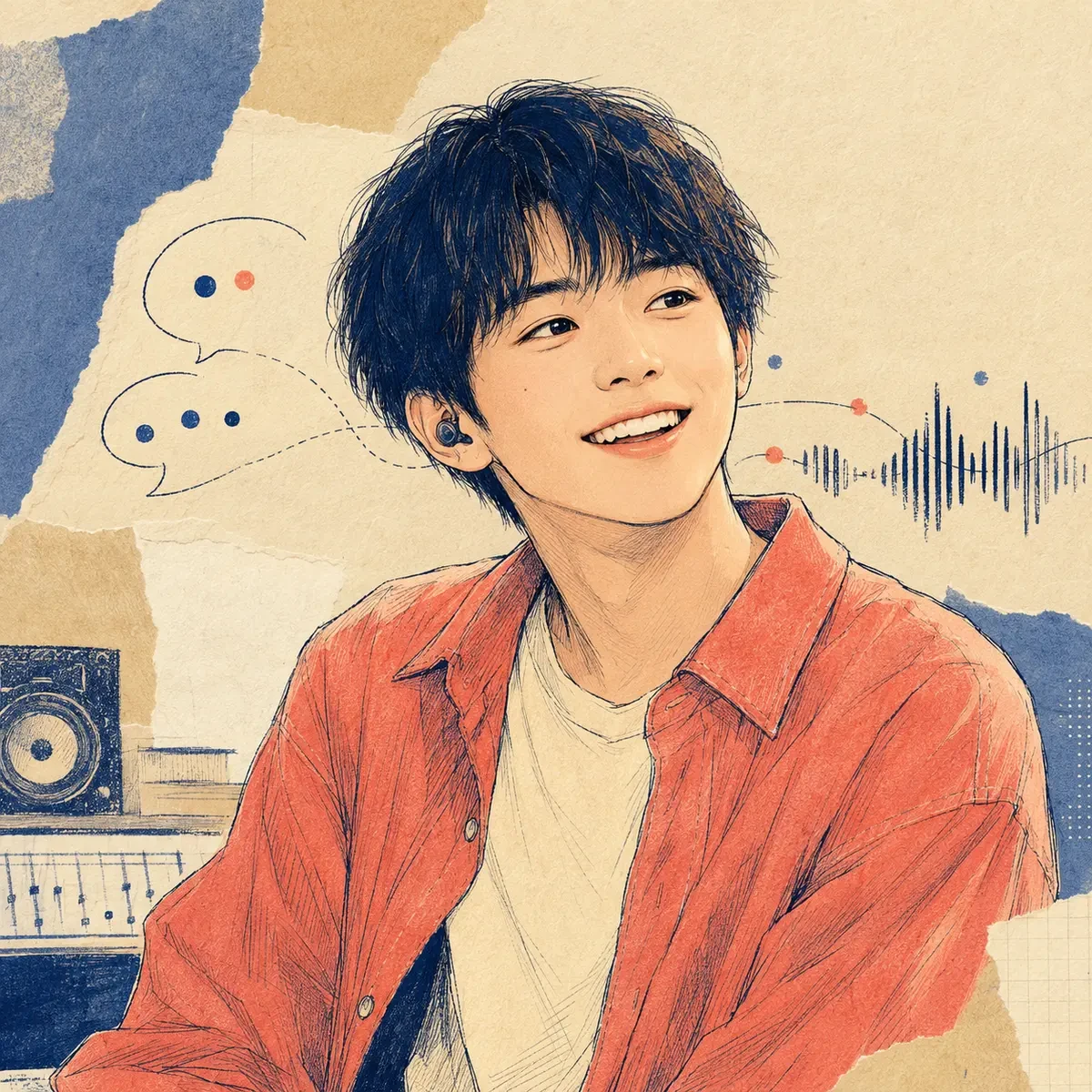 担当プロデューサーとの制作を楽しんだ10代男性のイメージイラスト