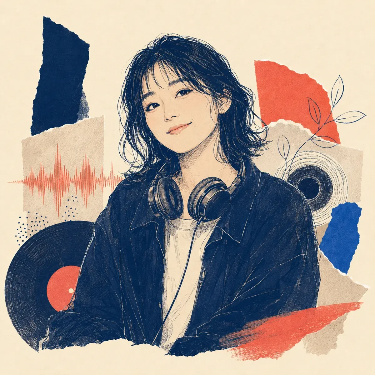 初めてのオリジナル曲で自分を表現できた20代女性のイメージイラスト